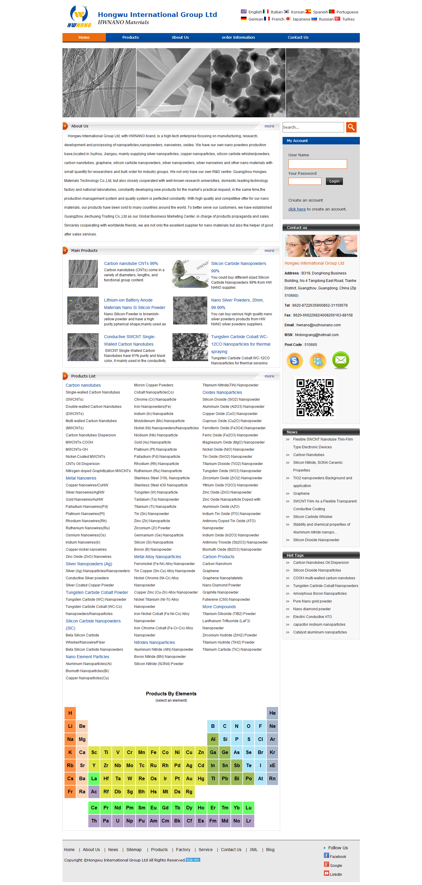 納米材料—香港宏武國際集團網站案例